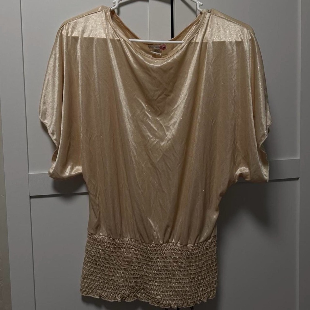 Body Central Shimmery Champagne Blouson Top